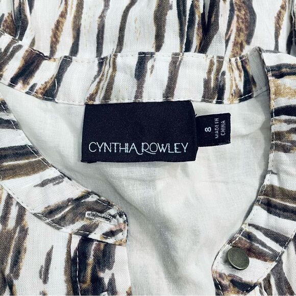 Cynthia Rowley Linen Ikat Sheath Dress Size 8 Brown - Picture 6 of 7